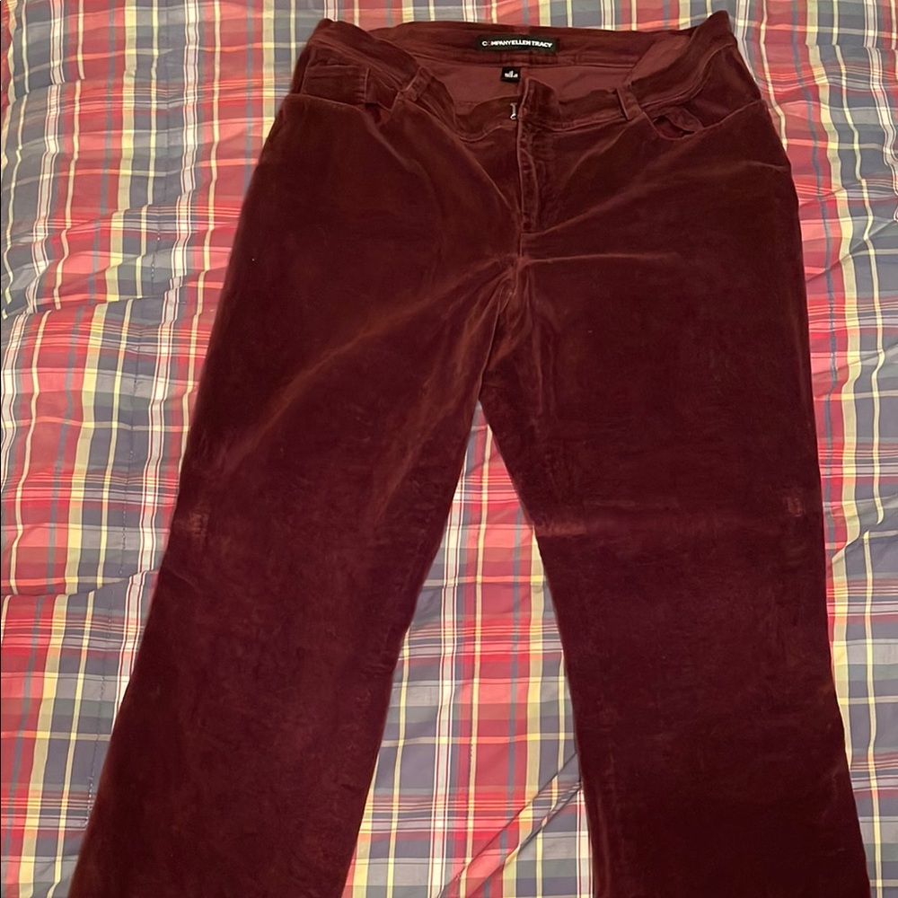 Ellen Tracy Deep Red Velvet Trousers